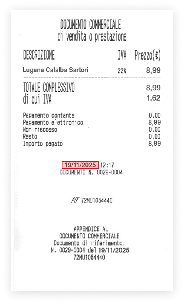 Scontrino data
